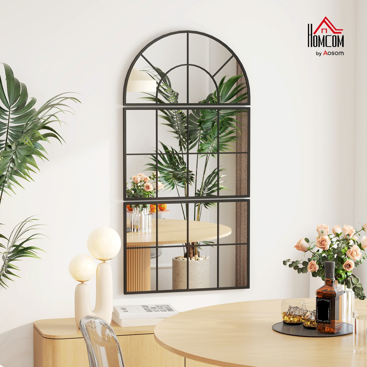 Miroir mural Verre Noir noir, HOMCOM