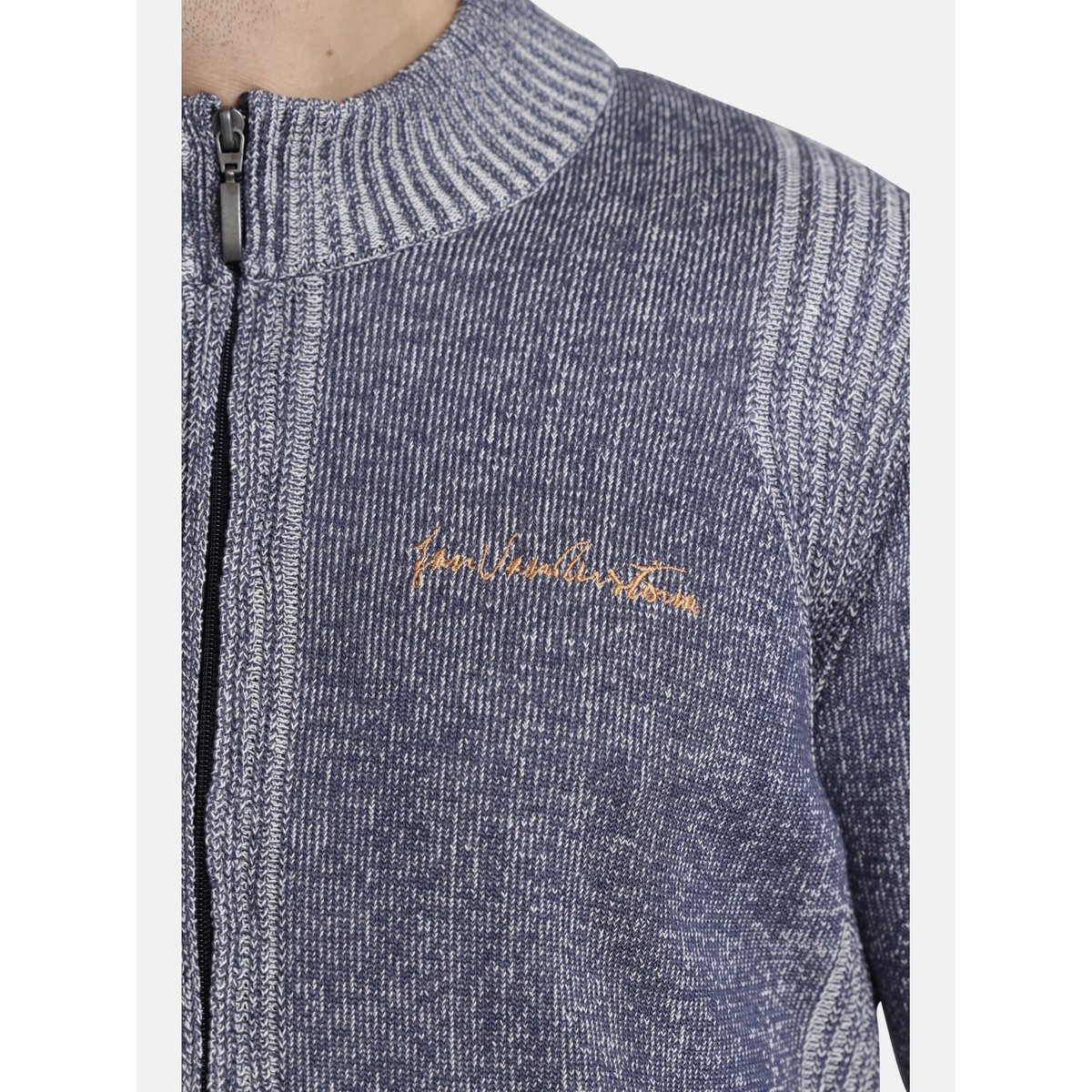 Gilet en maille INGRABAN bleu mélange, JAN VANDERSTORM
