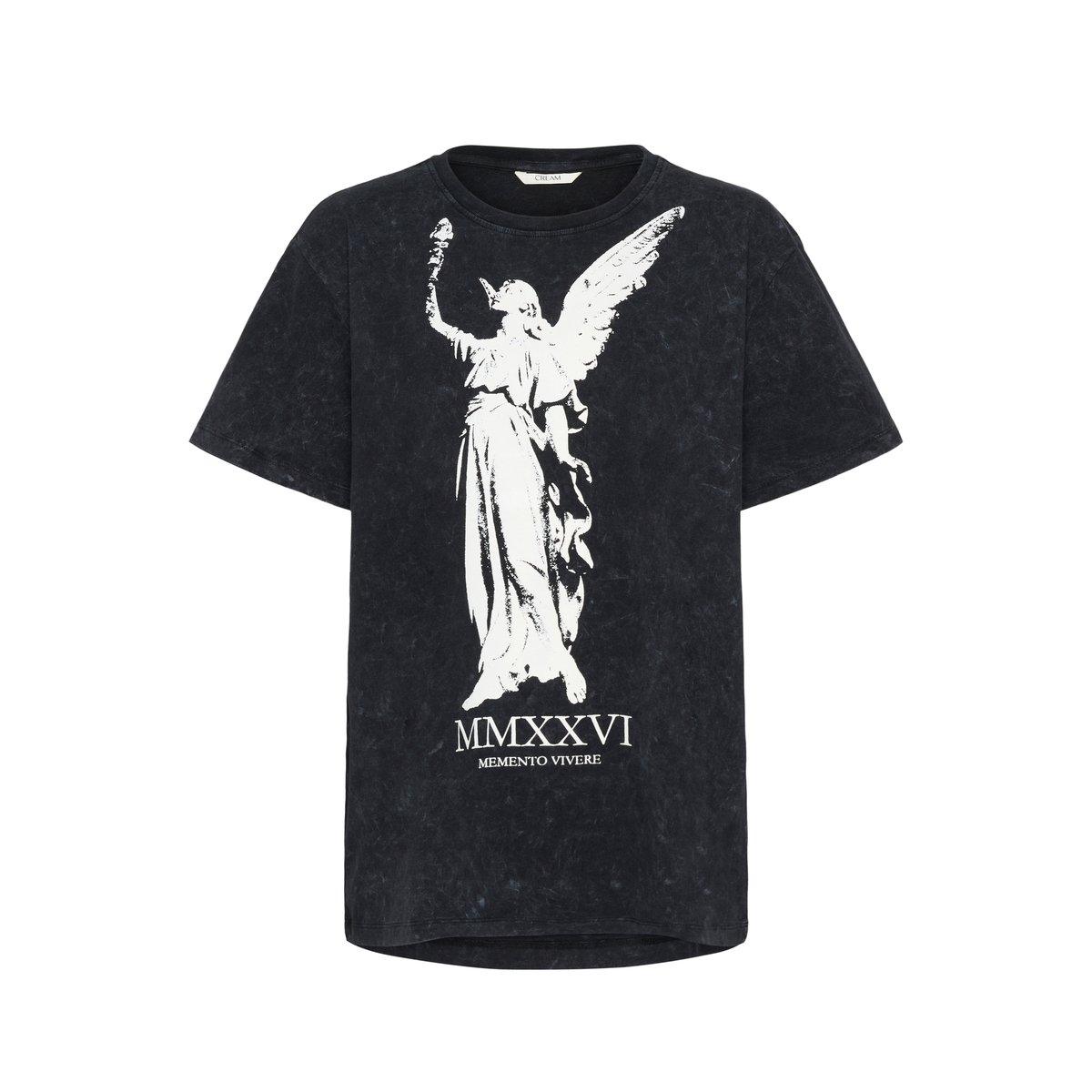T-shirt à manches courtes noir black wash statue, CREAM