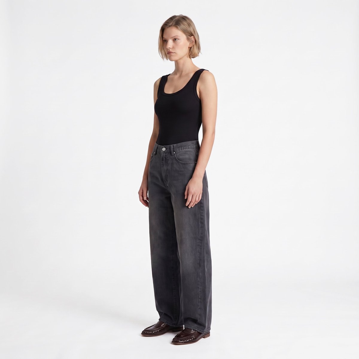 Jean wide leg taille haute à six poches ORELLA gris, ARTLOVE