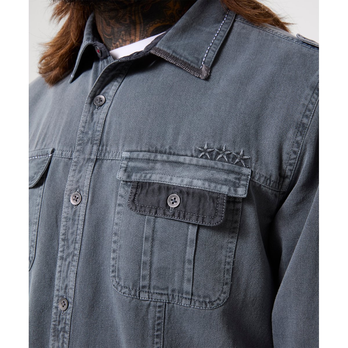 Chemise Militaire Personnalisée Commandement gris, JOE BROWNS