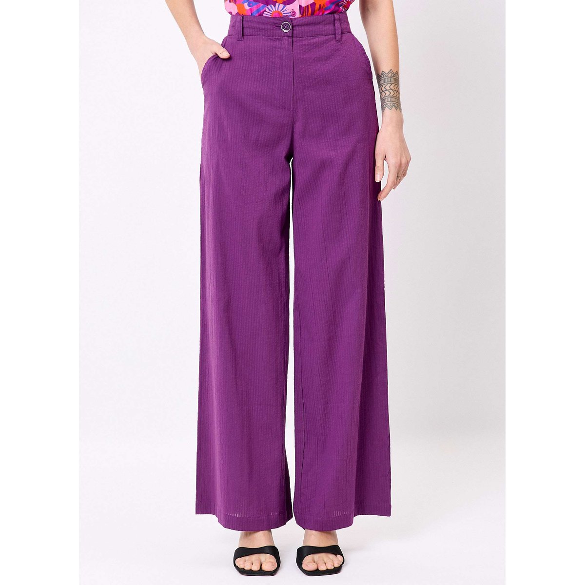 Pantalon large coton gaufré RUFUS violet rufus, PRINCESSE NOMADE