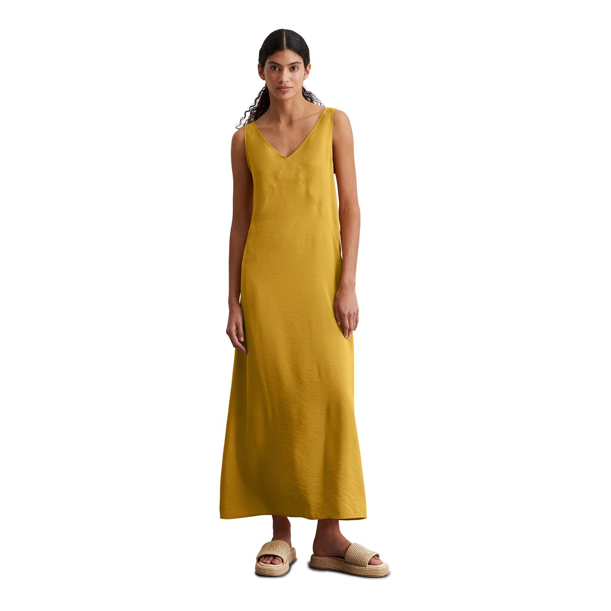 Robe maxi relaxed avec structure crinkle gelb, MARC O'POLO