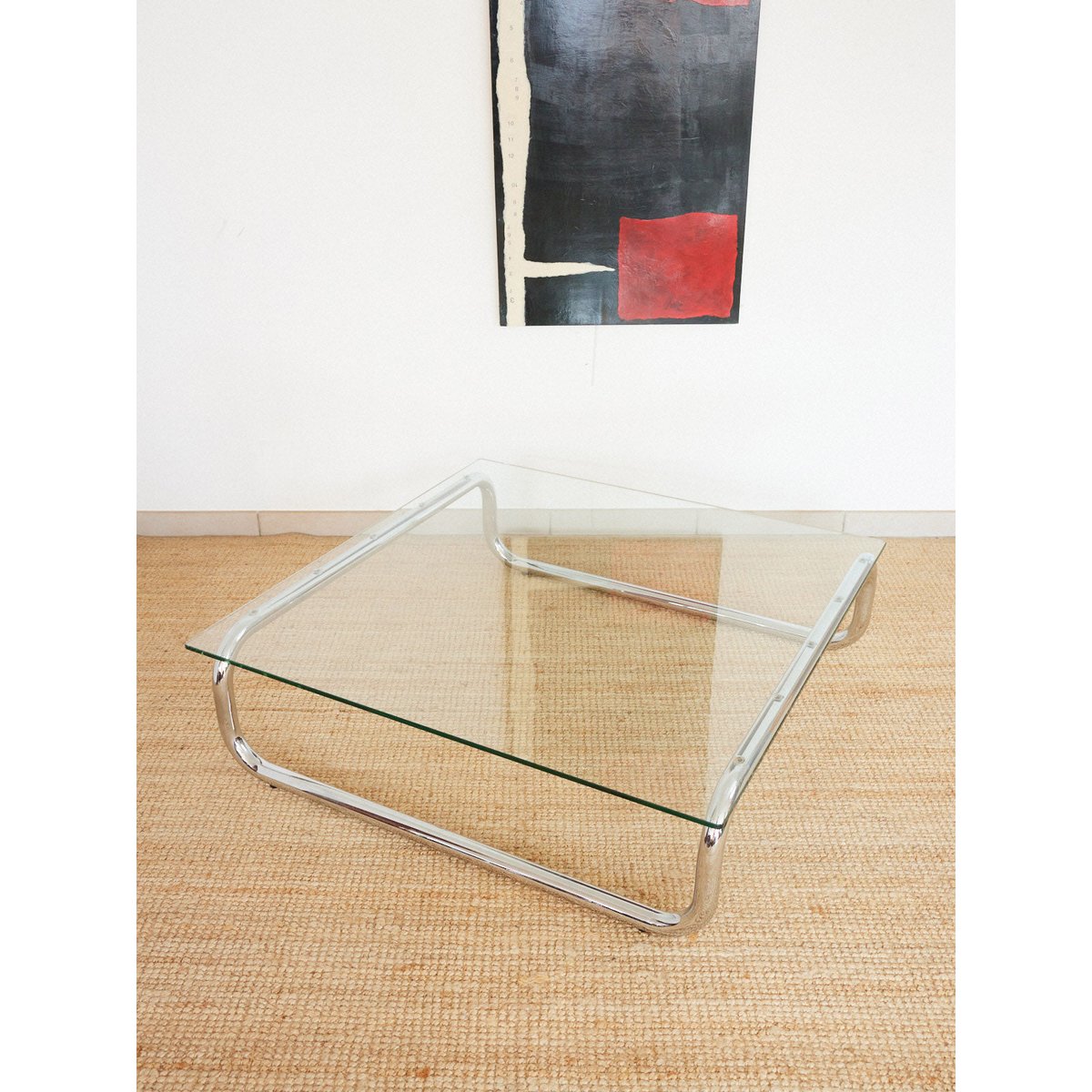 Grande table basse en chrome Donna N°1659 - Bon état transparent, DEBONGOUT