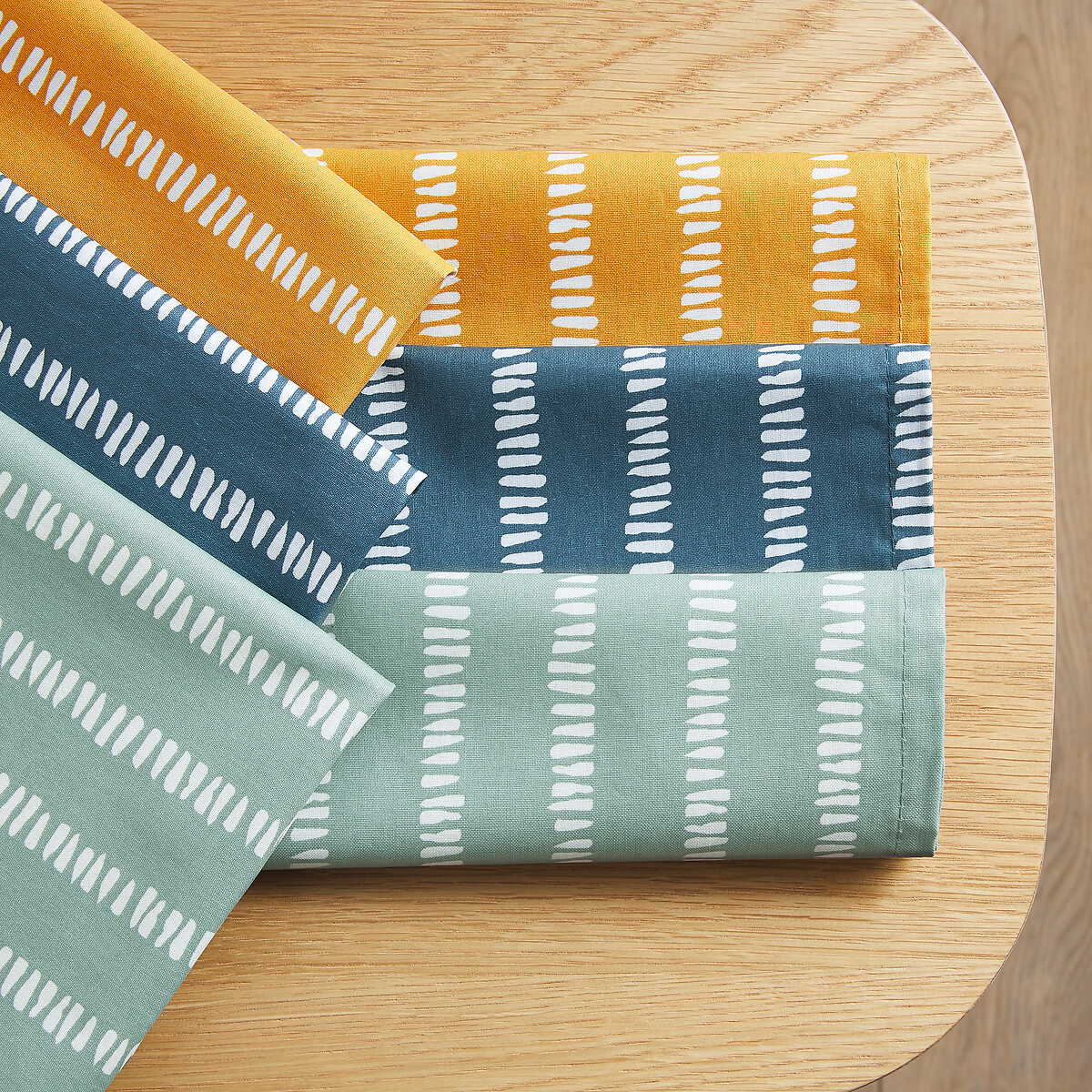Lot de 2 sets de table coton enduit Irun vert de gris, LA REDOUTE INTERIEURS