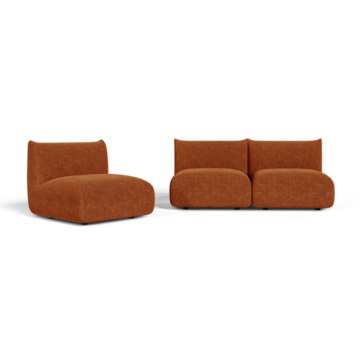 Canapé modulable 5 places en velours chenillé NOOMA terracotta, SIA HOME