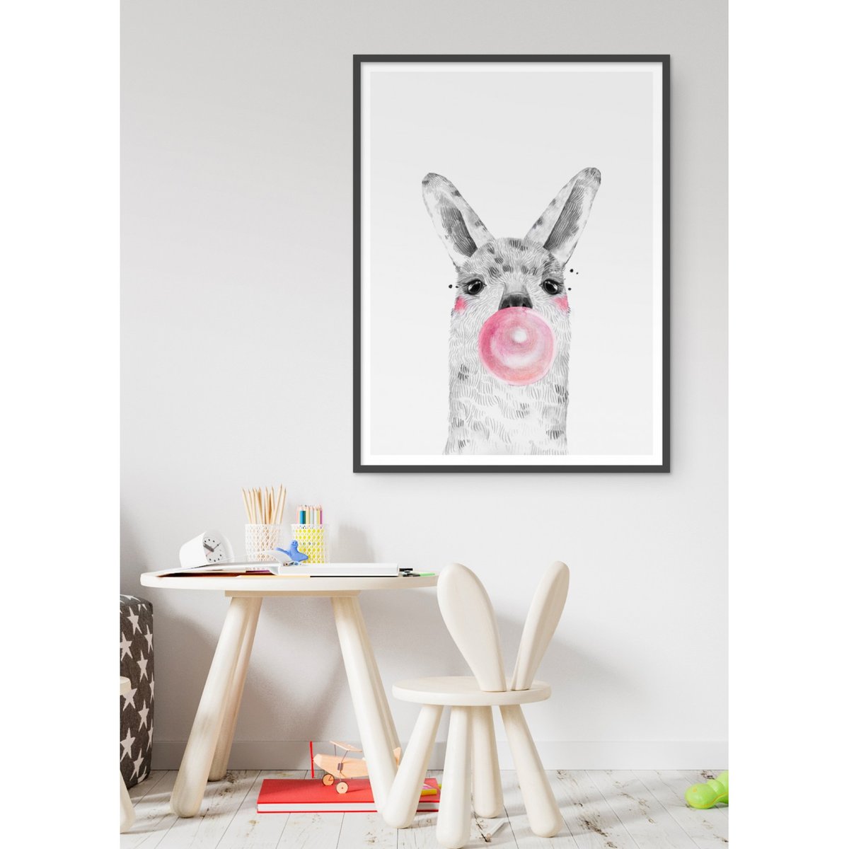 Affiche Bulle d'Alpaga Rose blanc, L'AFFICHERIE