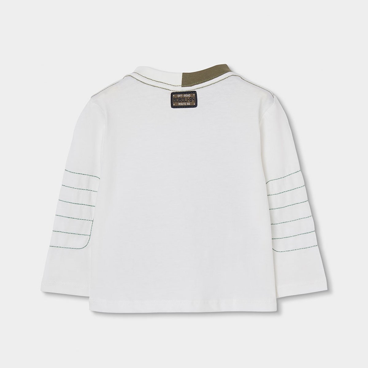 T-shirt en maille garçon imprimé singes snowboard blanc, BOBOLI