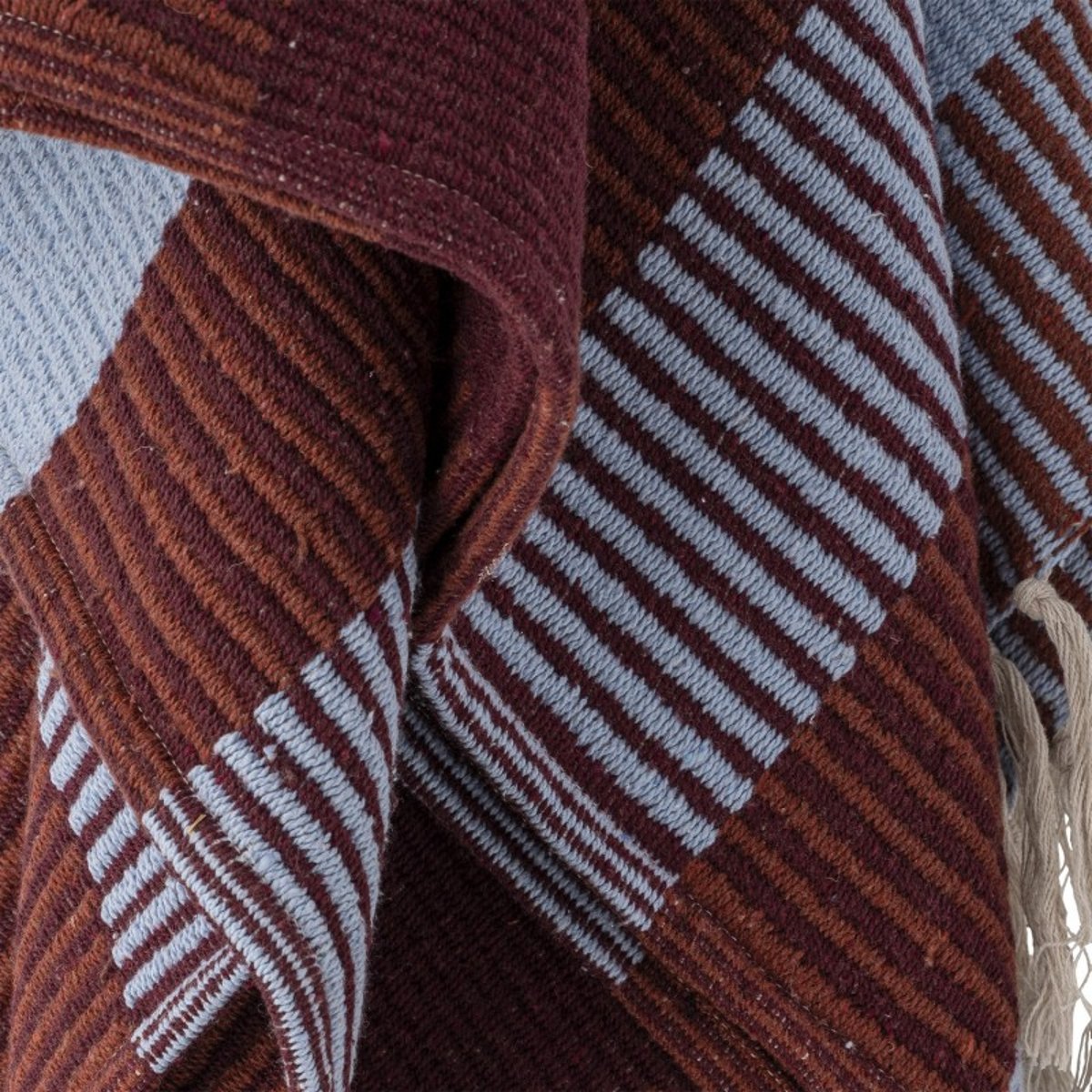 Plaid rayures coton recyclé ISNEL rouge bordeaux, BLOOMINGVILLE