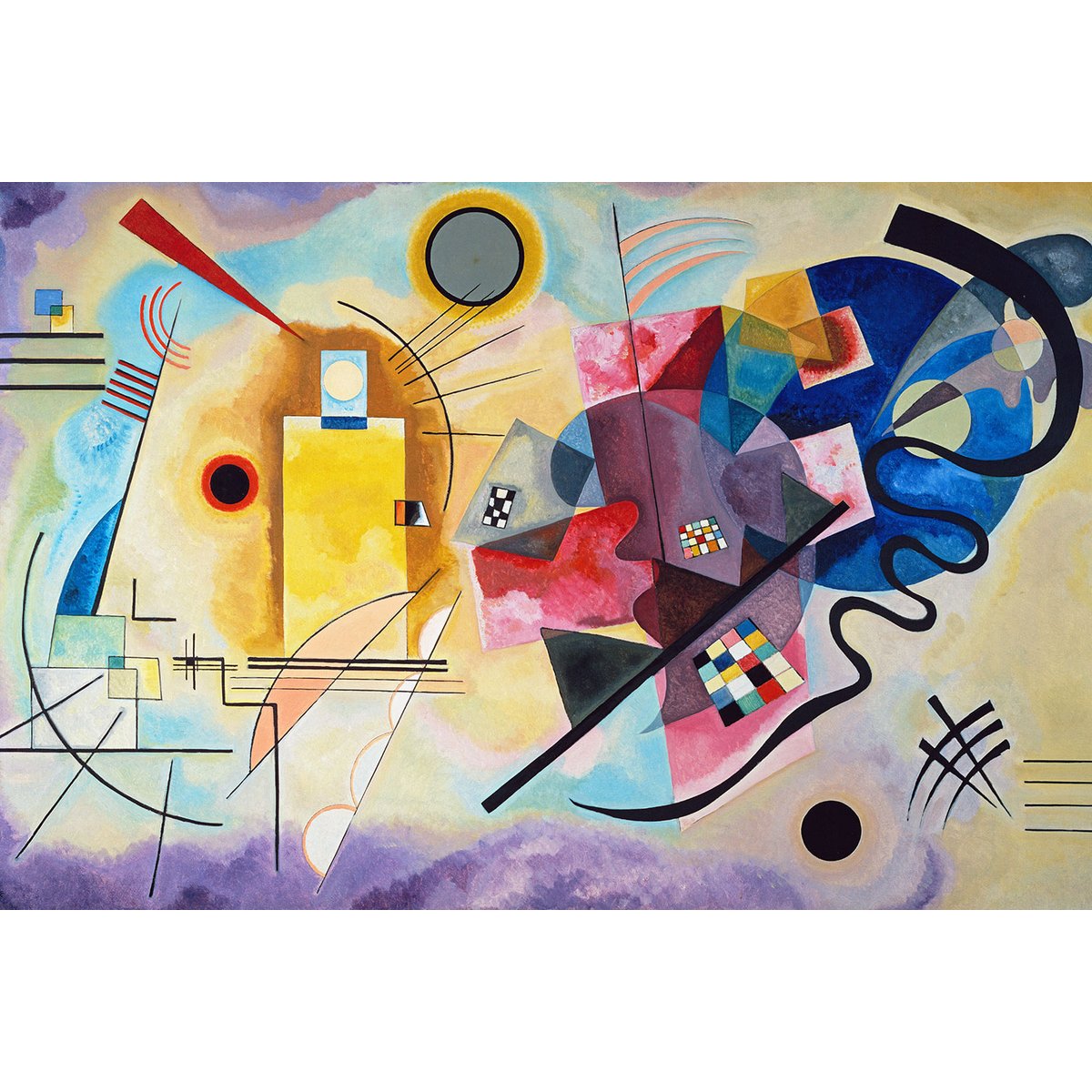 Tableau célèbre Kandinsky Jaune, Rouge, Bleu tableau alu dibond, HEXOA