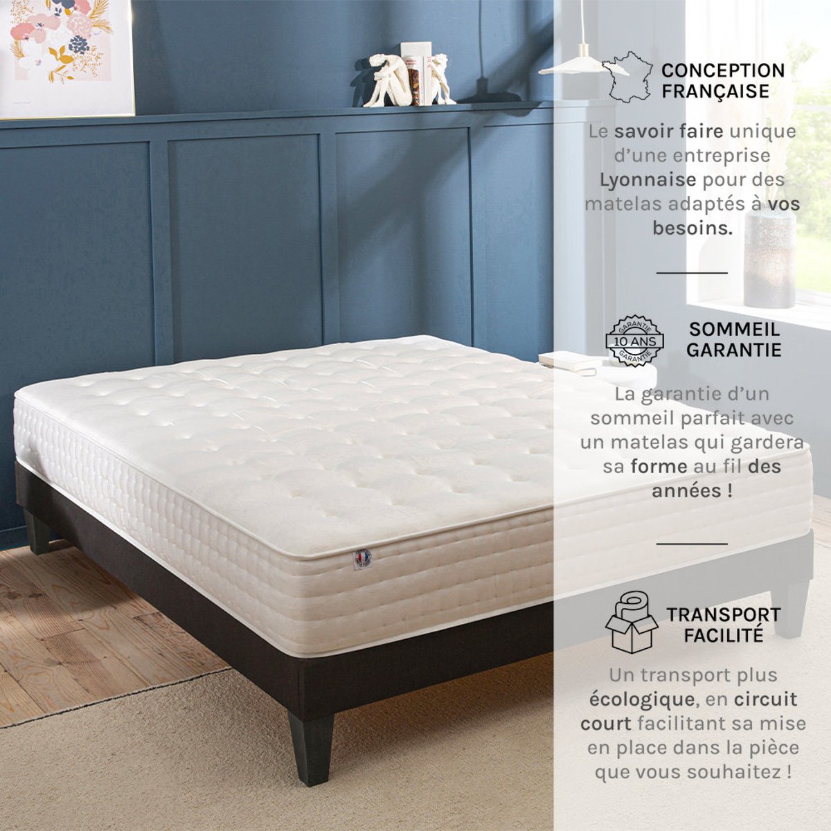 Matelas Mousse Châtelet 140x190 cm Accueil Mémoire de forme blanc, BELLECOUR