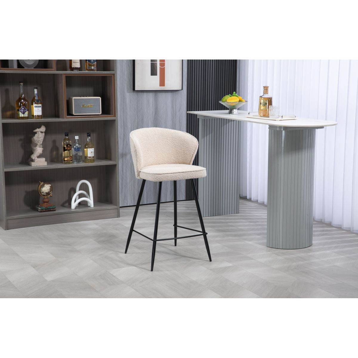 Chaise snack effet laine bouclette sable, ZAGO