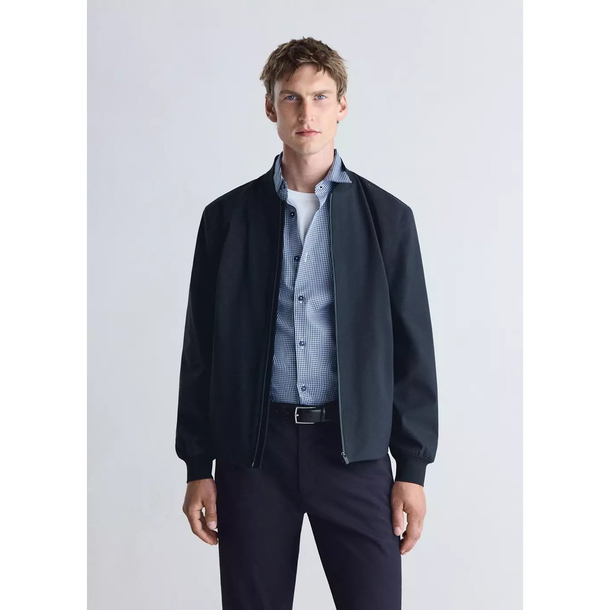 Veste bomber déperlante thermorégulatrice bleu nuit, MANGO MAN