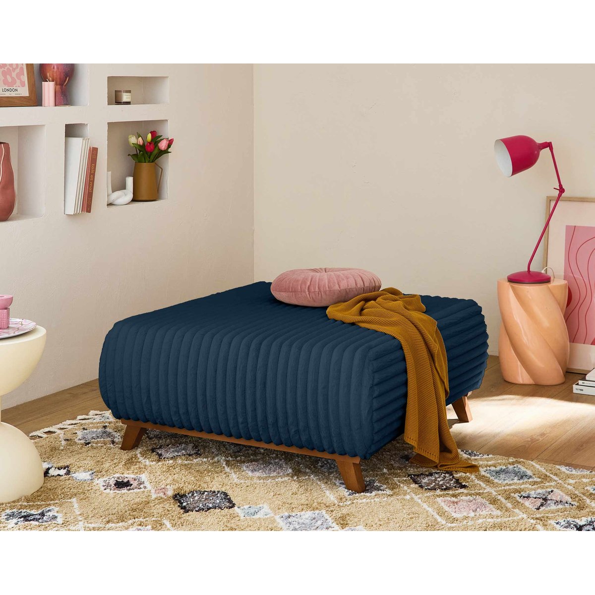 Pouf - CRISTAL bleu, BEST MOBILIER