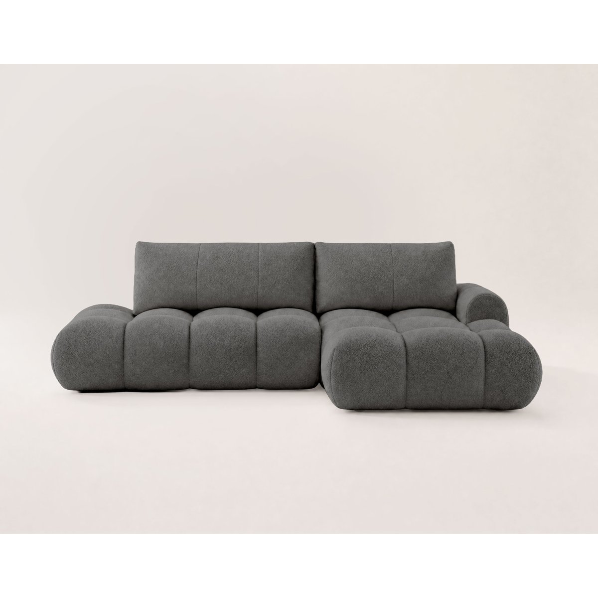 Canapé d'Angle Convertible en Tissu bouclette 4 places - YULIN gris, LISA DESIGN