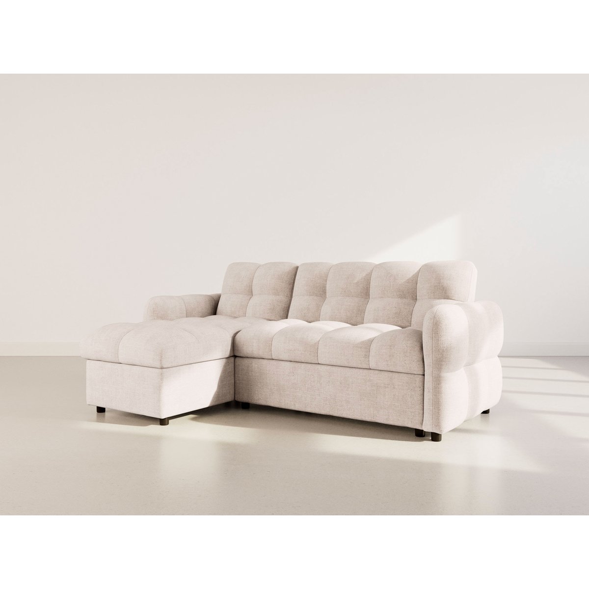 Canapé d'angle convertible velours texturé, OCTAVE beige, BEST MOBILIER
