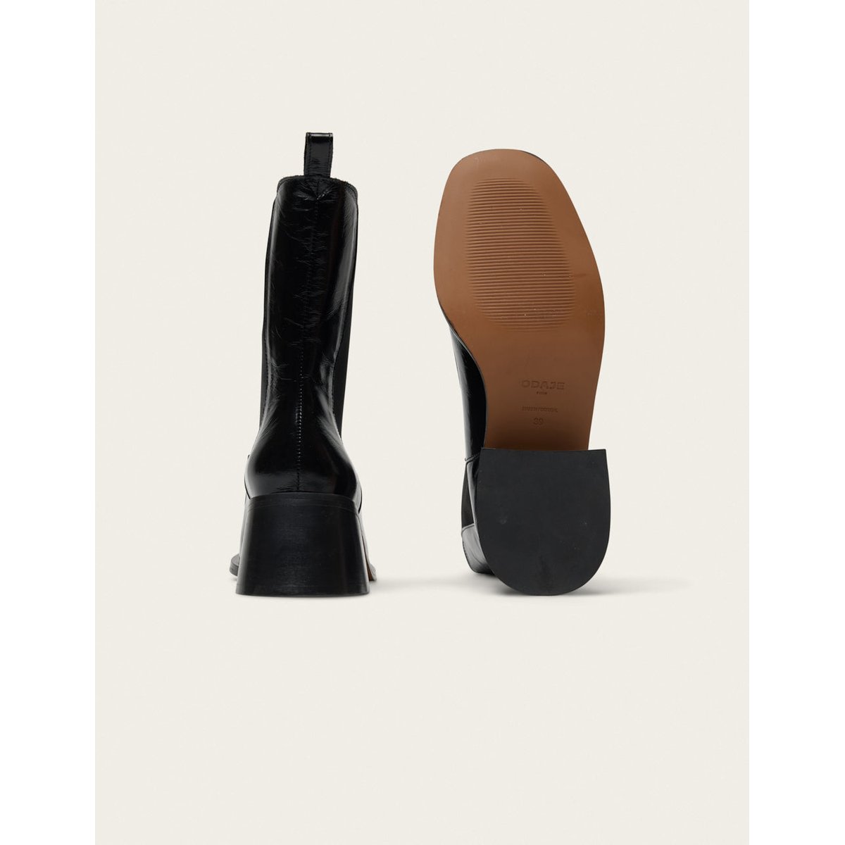 Bottines à talons TOLI cuir plissé noir, ODAJE
