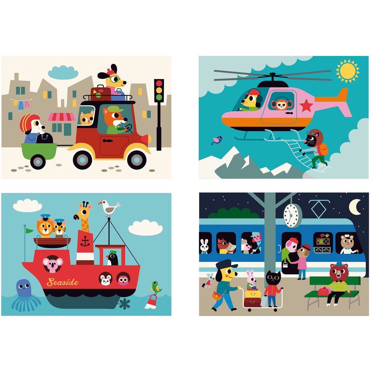 Puzzle 4D Les transports bleu, VILAC