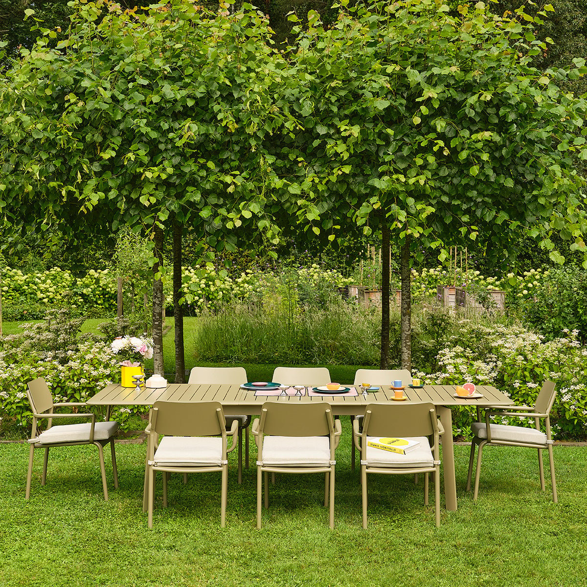Table de jardin en aluminium kaki extensible 6/10 pers. SARO kaki_clair, BERAH GETAH