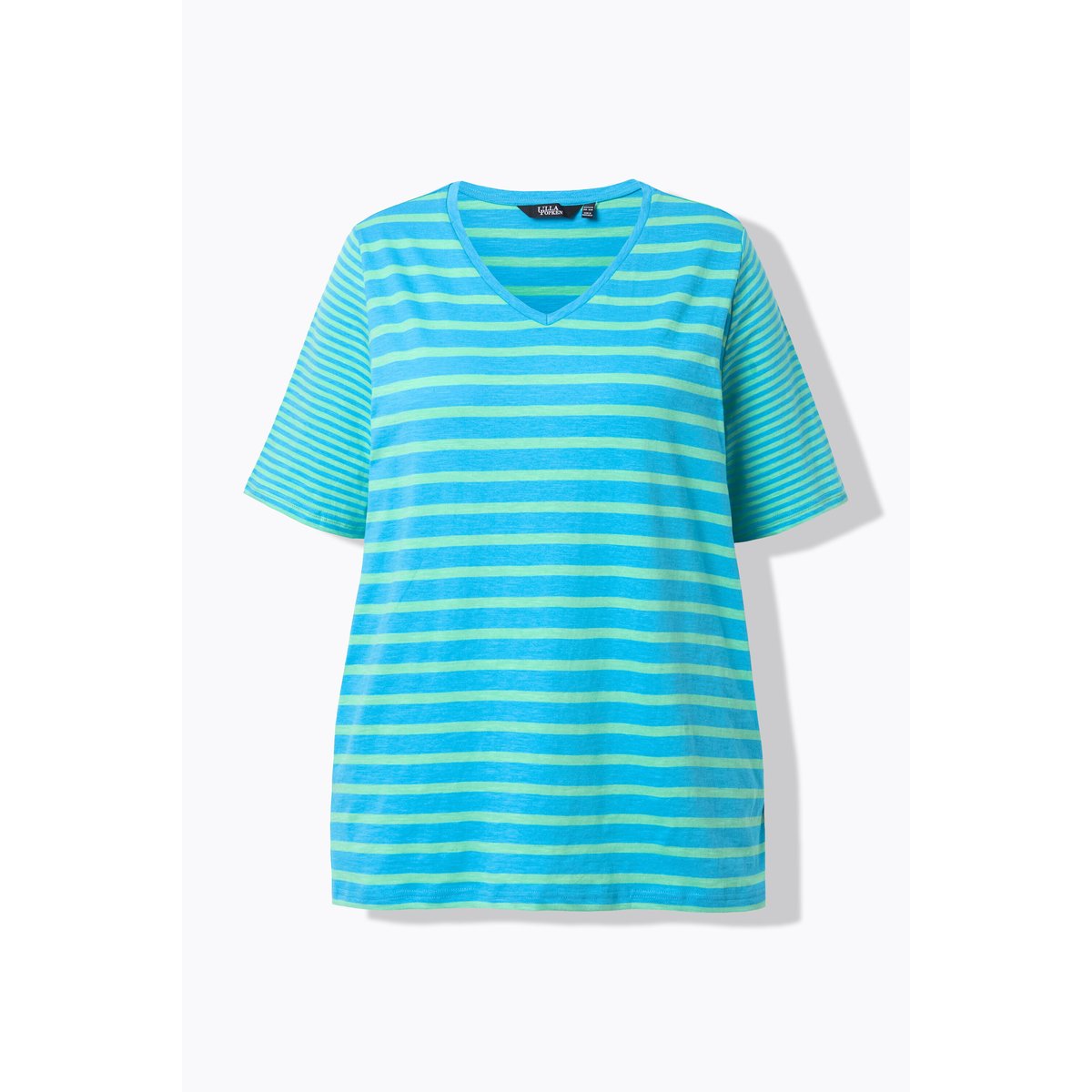 T-shirt à col en V. Coupe évasée vert printanier, ULLA POPKEN