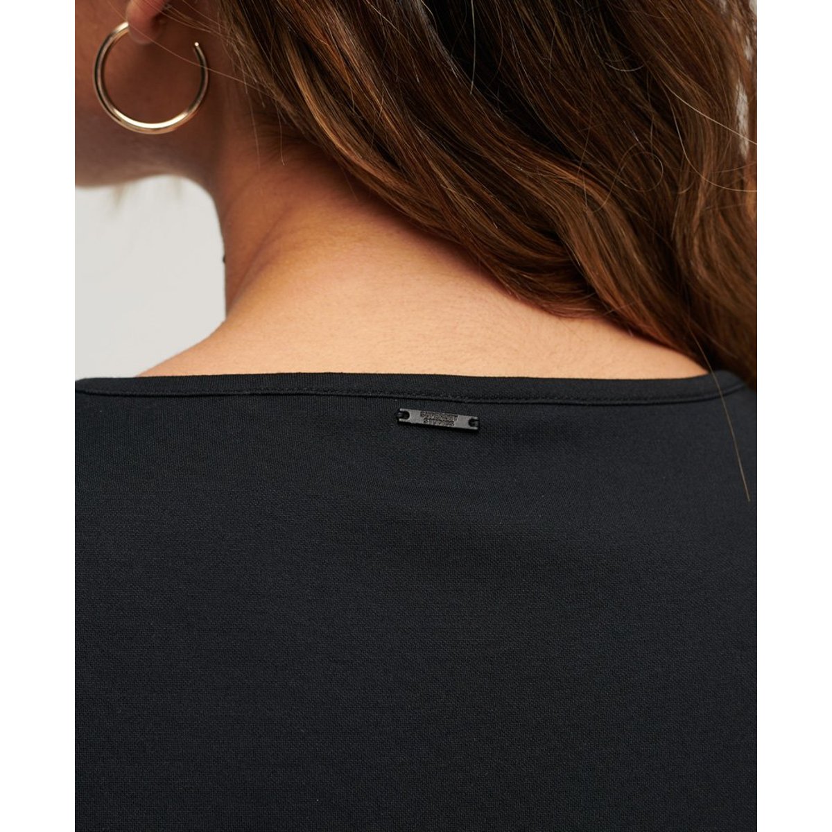 Robe courte moulante à manches évasées noir, SUPERDRY