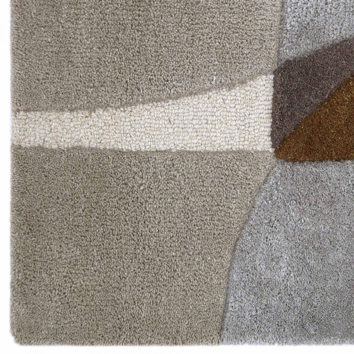 Tapis chambre GABIO fait main en laine et viscose, motif contemporain crème, marron, taupe, UN AMOUR DE TAPIS