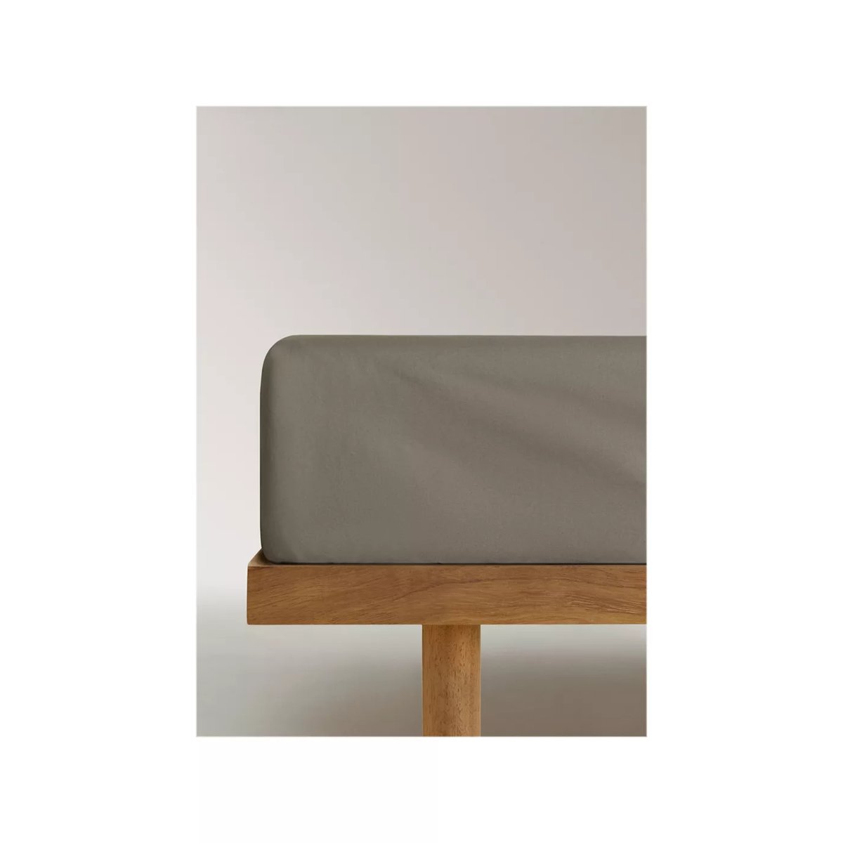 Drap-housse percale de coton 300 fils lit 135/140 cm café, MANGO HOME