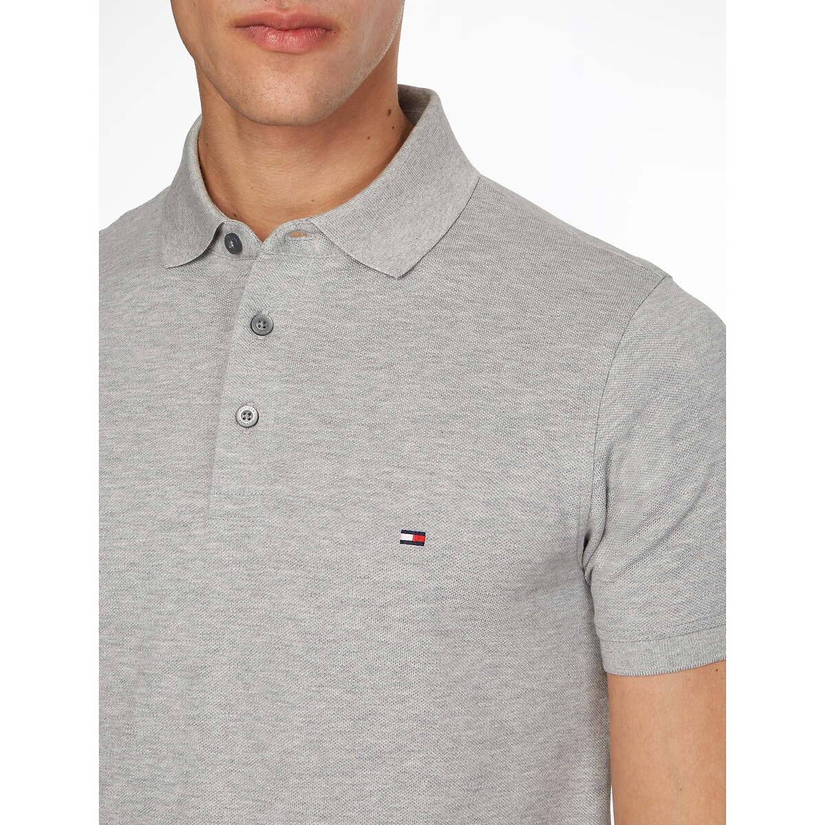 Polo slim maglia piqué stretch grigio chiné , TOMMY HILFIGER