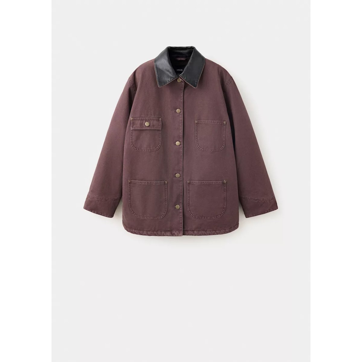 Parka col contrasté grenat, MANGO