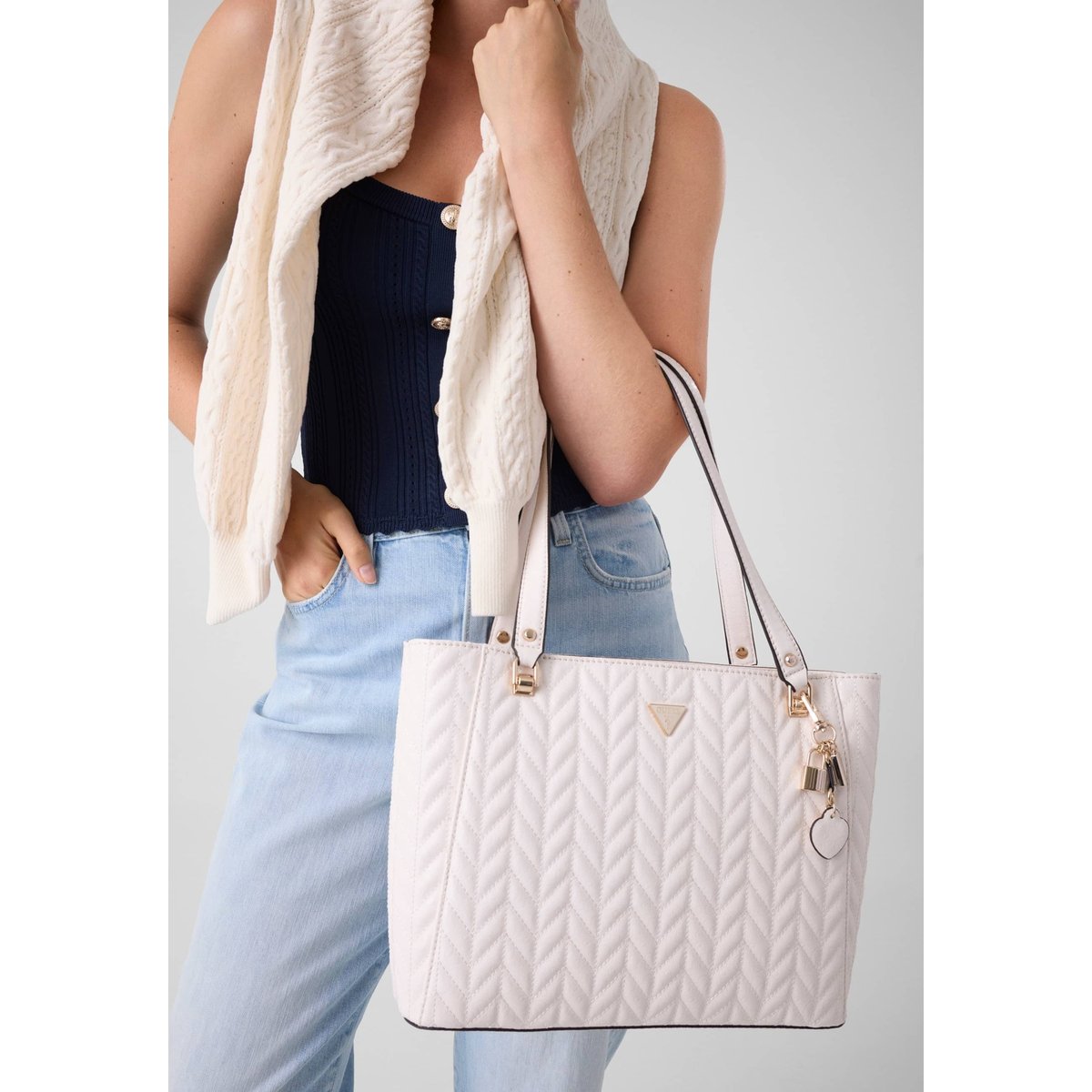 Sac Tote Stacey blanc, GUESS