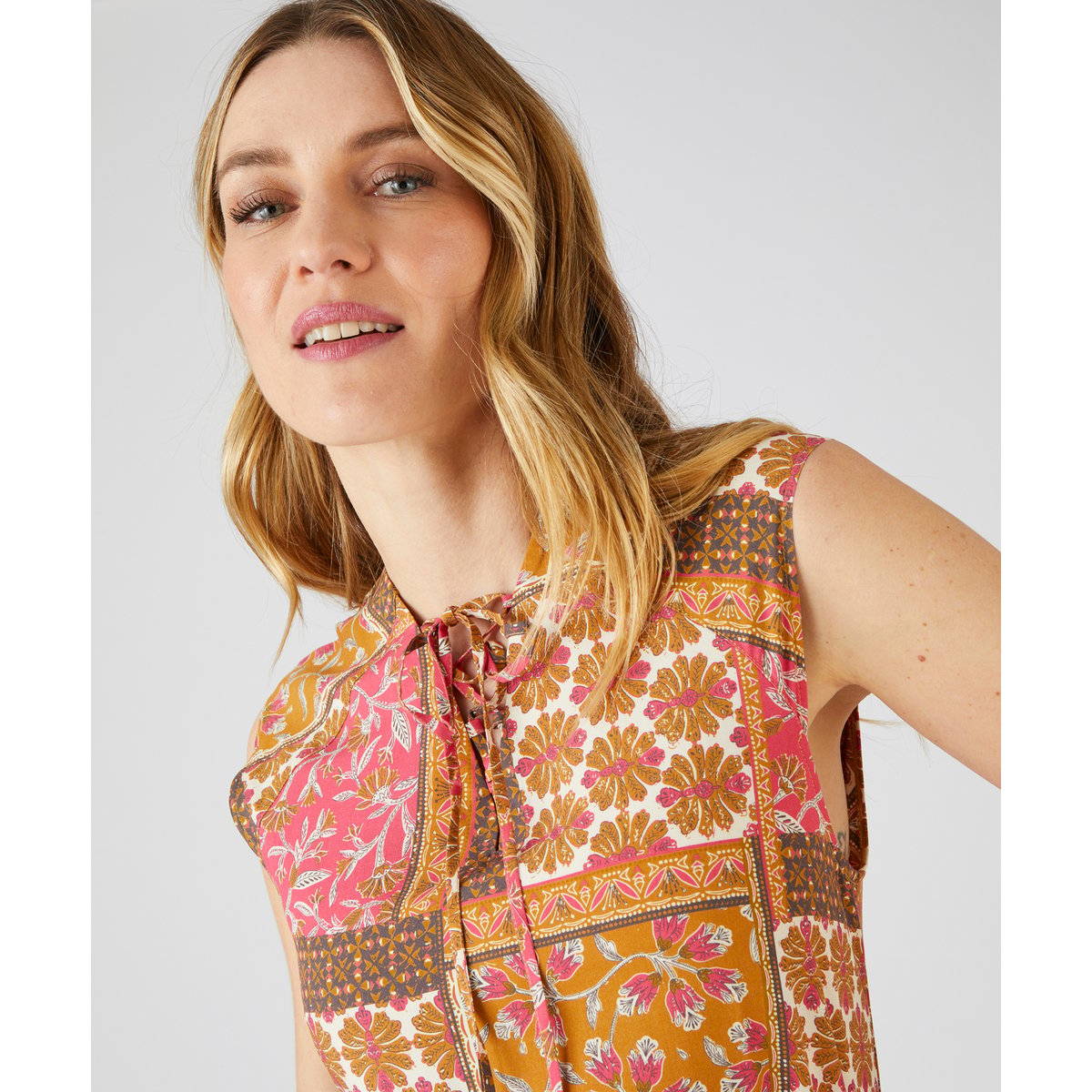 Tunique imprimé patchwork fleuri vert patchwork fleuri, DAMART