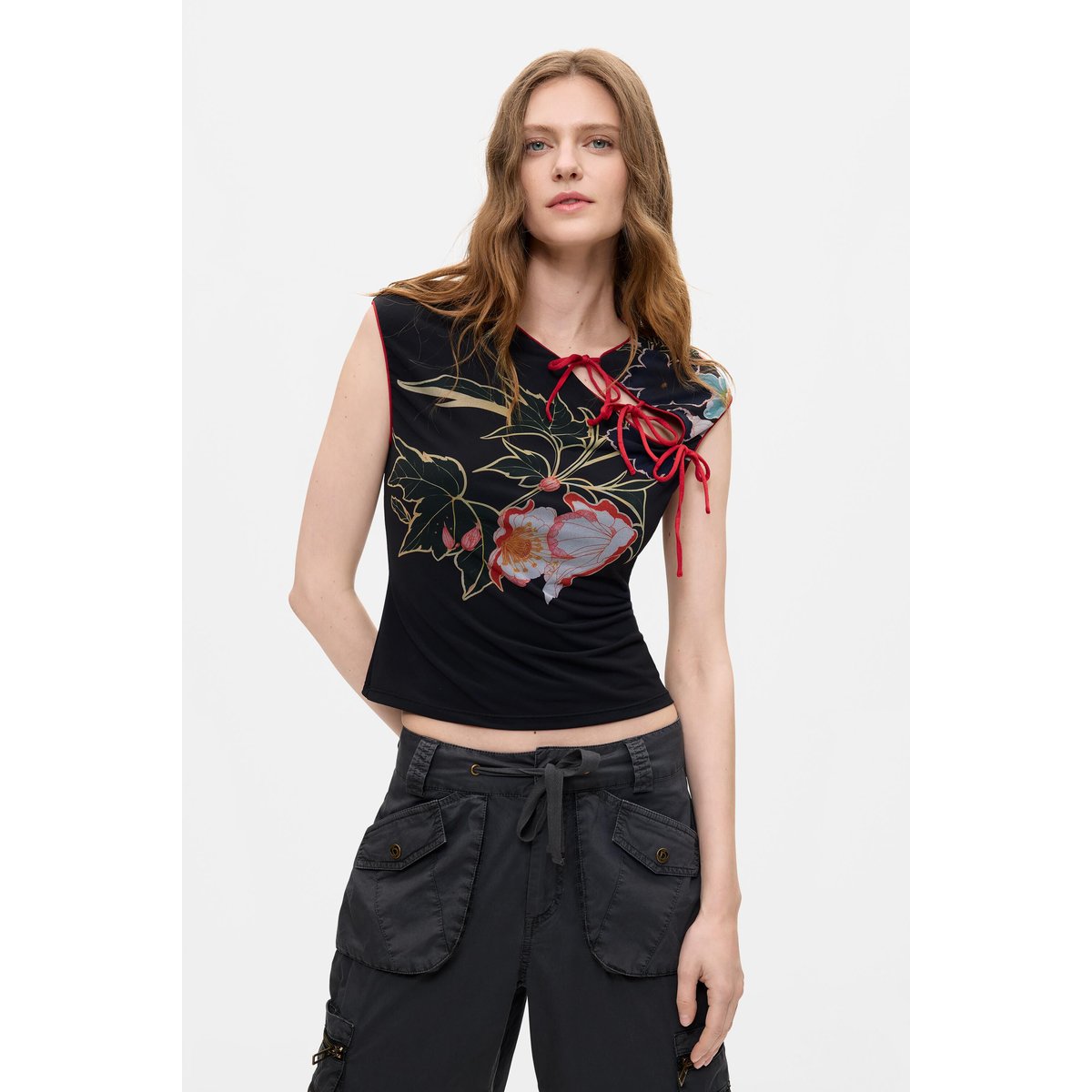 T-shirt oriental imprimé noir, DESIGUAL