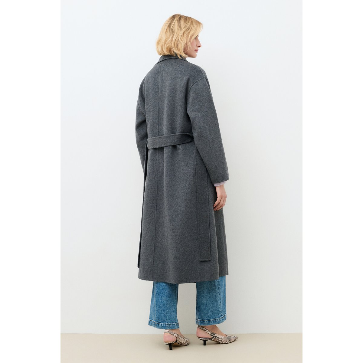 Manteau droit ceinturé GALBA gris, CAROLL