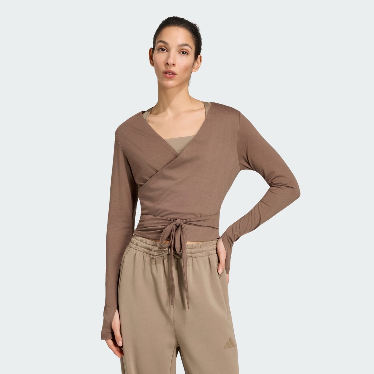 Haut Cache-Cœur 3 Bandes Studio Soft Ballet Haut Cache-Cœur 3 Bandes Studio Soft Ballet earth strata / glow blue, adidas Performance