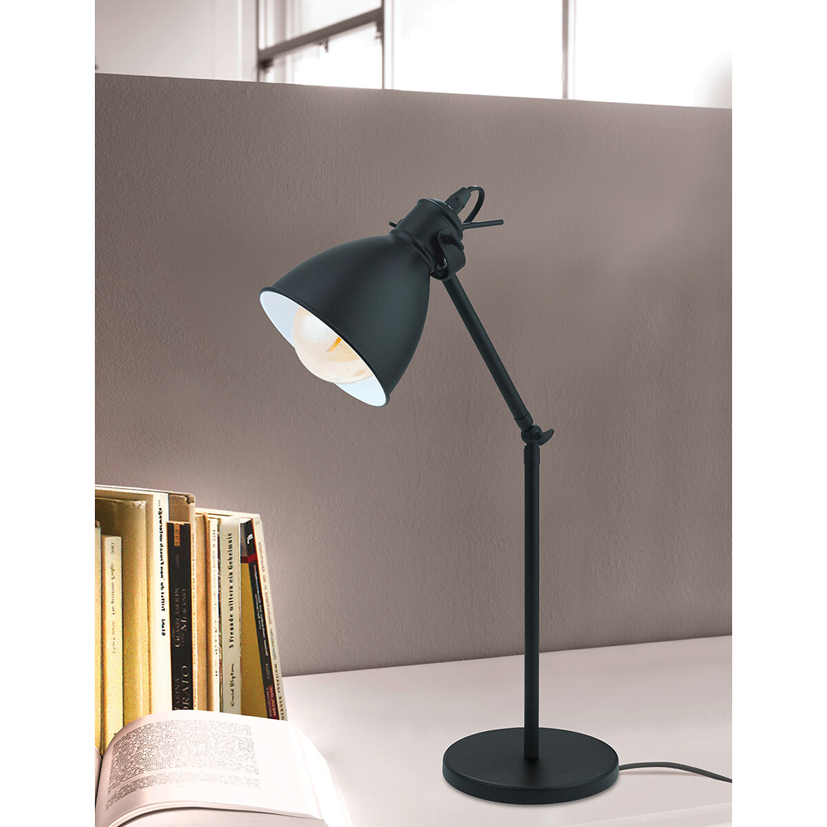 Candeeiro de mesa Priddy, EGLO preto/branco, EGLO
