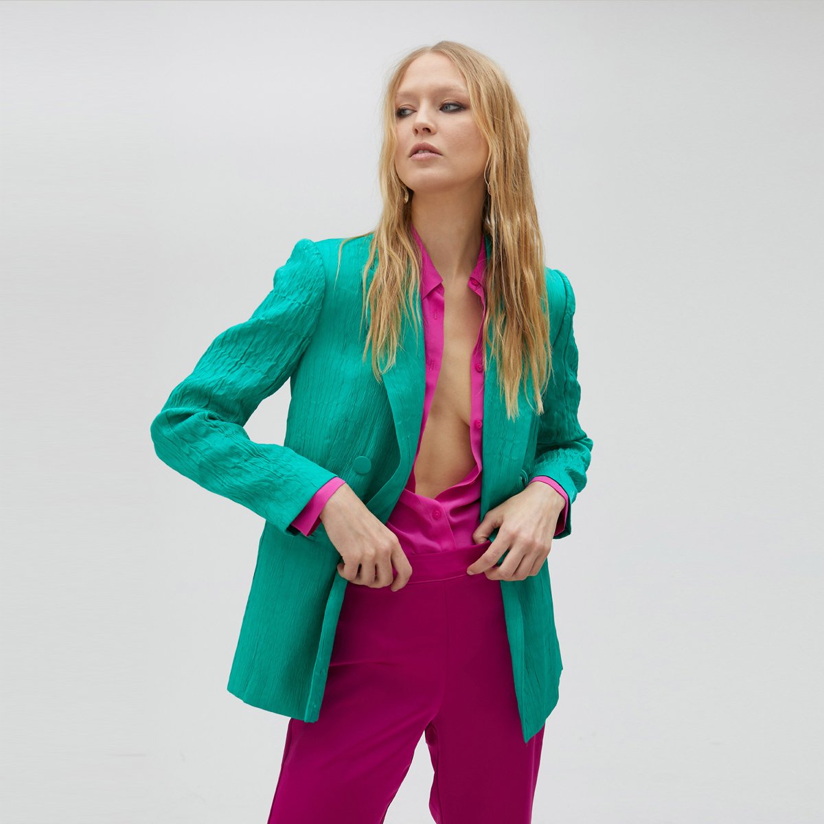Blazer à manches longues turquoise, LOLA CASADEMUNT