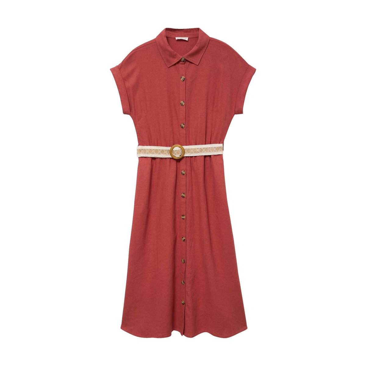Robe évasée avec ceinture amovible vieux rose, CACHE CACHE