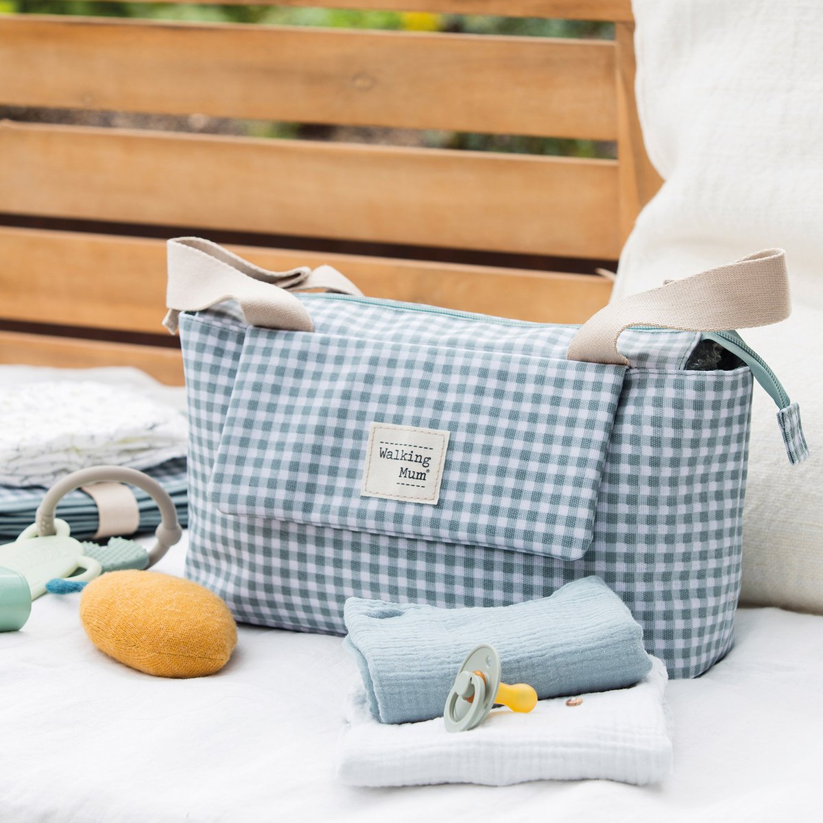 Trousse de toilette vert, blanc, WALKING MUM