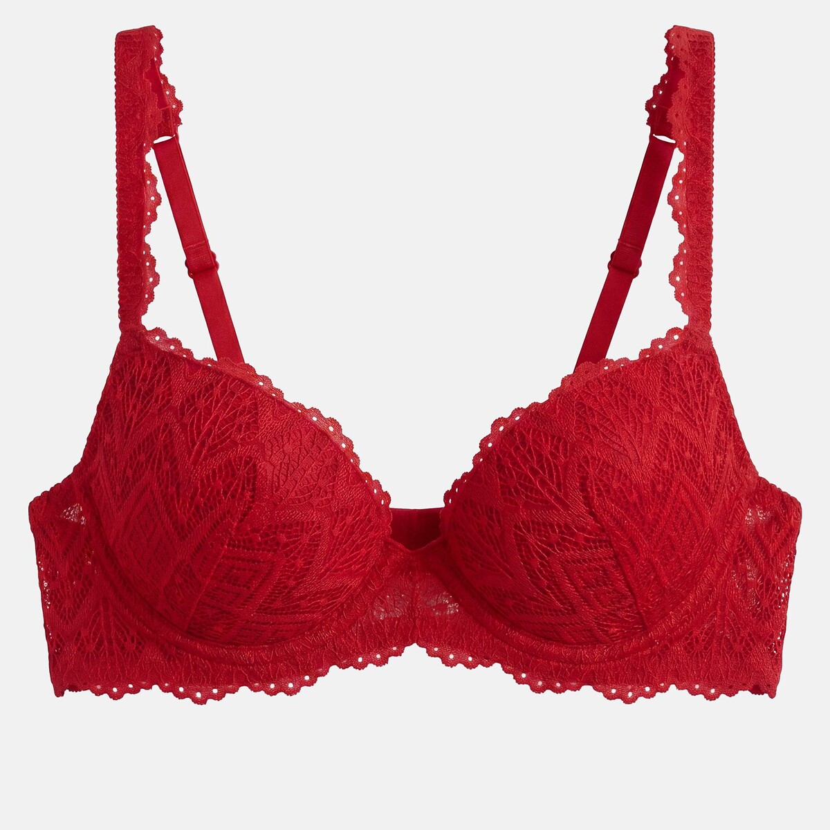 Soutien-gorge push up en dentelle, Lison rouge, LA REDOUTE COLLECTIONS