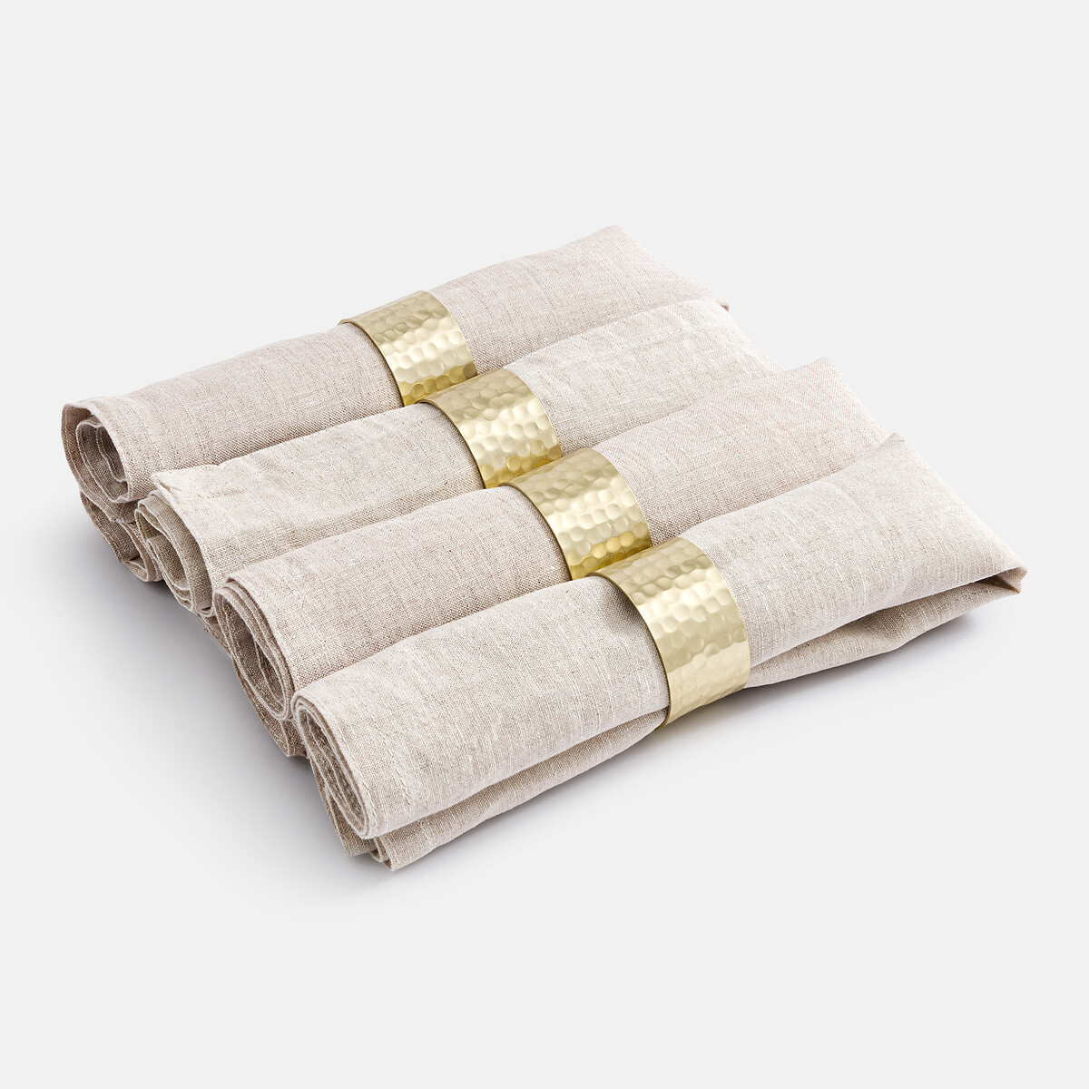 Lot de 4 ronds de serviette, en métal martelé, SARA doré, LA REDOUTE INTERIEURS