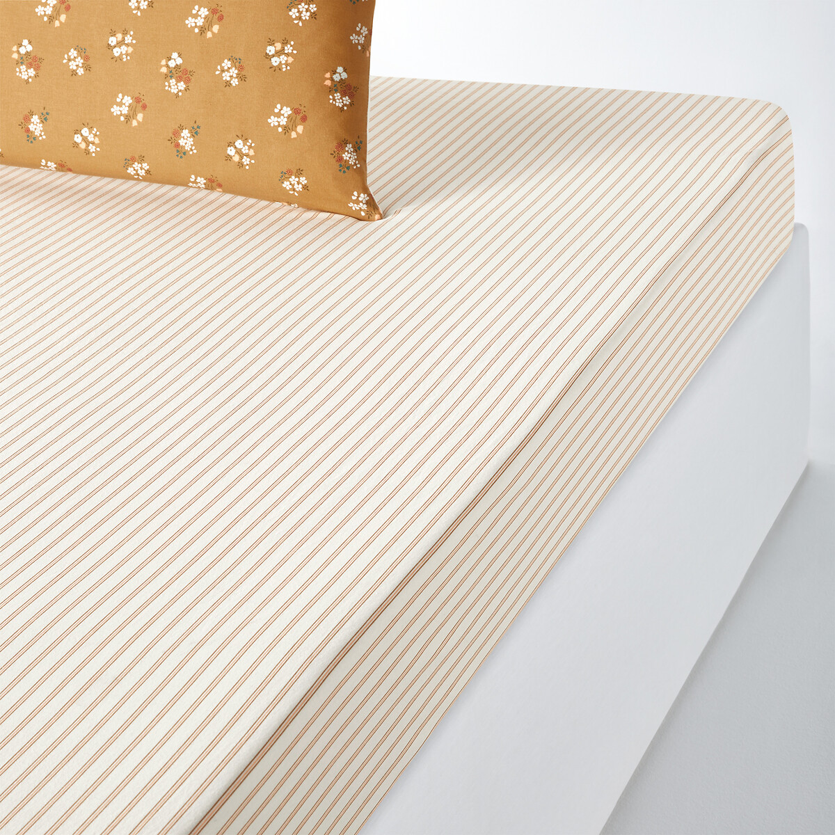 Drap-housse coton lavé bonnet 30 cm, Francine imprimé, LA REDOUTE INTERIEURS