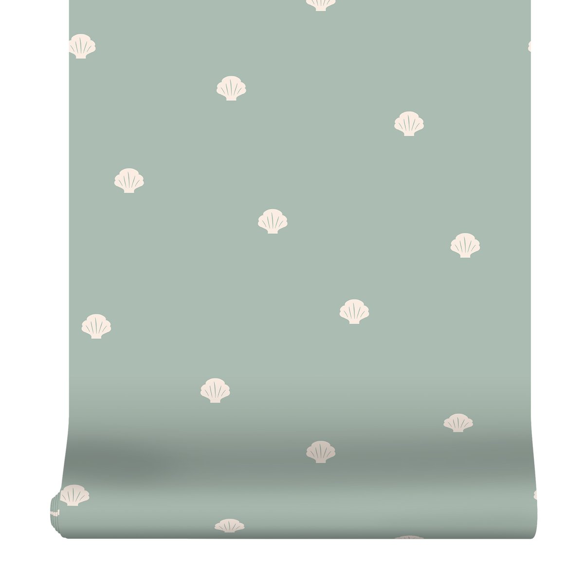Papier peint Petits coquillages vert bleuté, crème, SUPERFRESCO EASY