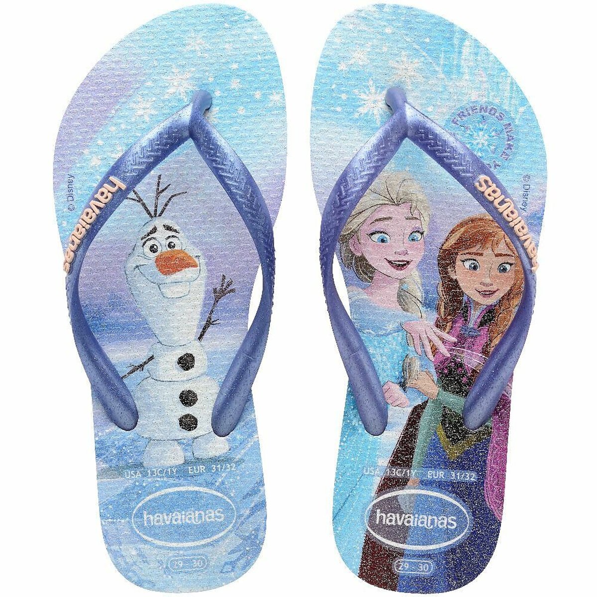 Kids Slim Princess Flip Flops sky blue, HAVAIANAS
