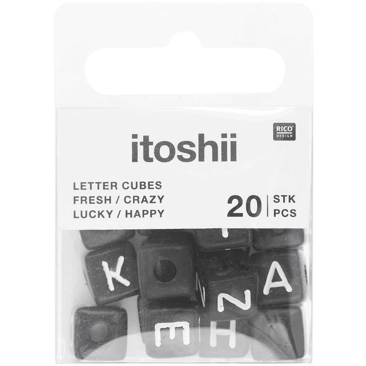 Itoshii pack 20 perles ponii noires fresh crazy lucky happy couleur unique, RICO DESIGN
