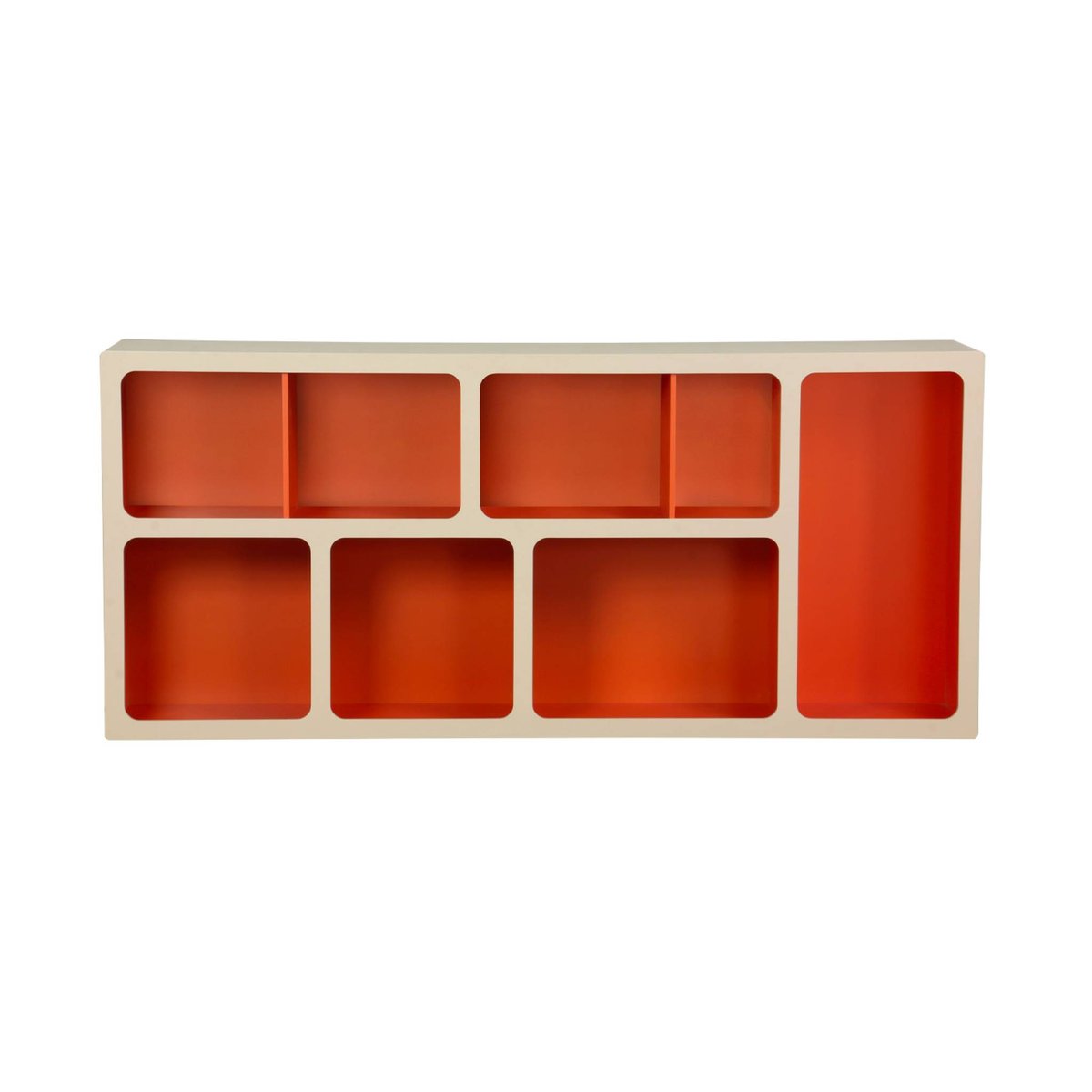 Etagère bibliothèque organique décor bois bicolore 8 compartiments AGATHA orange, SWEEEK