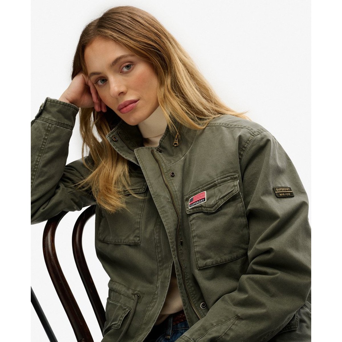 Veste Militaire en Borg kaki sauvage, SUPERDRY