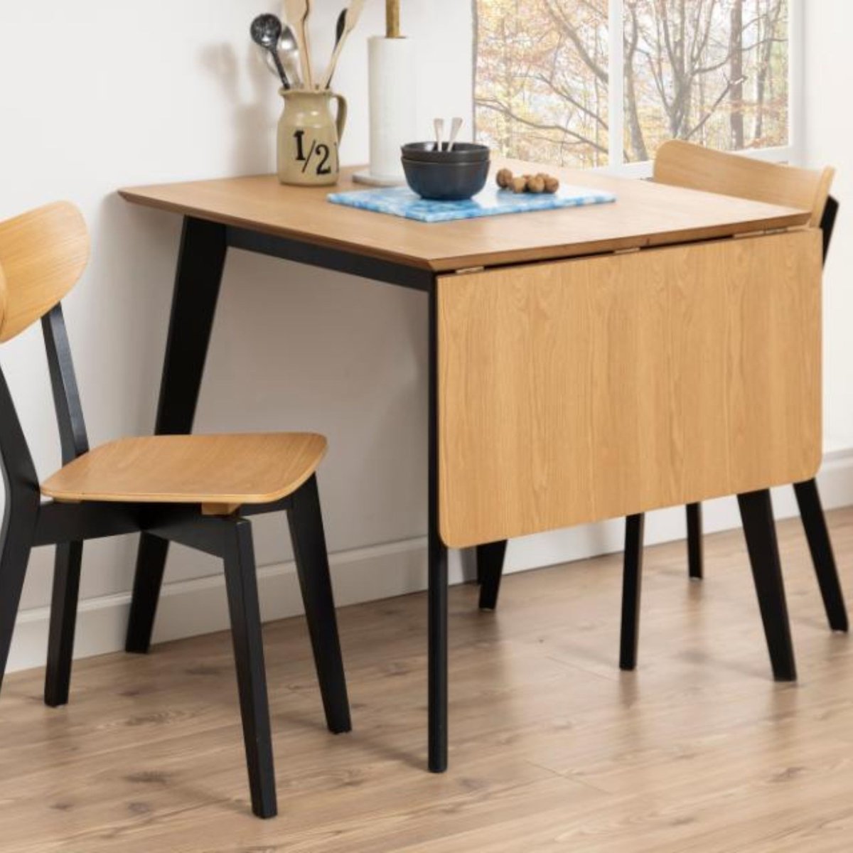 Table à manger carrée extensible en bois L80/120 - LETA chêne, HELLIN, DEPUIS 1862