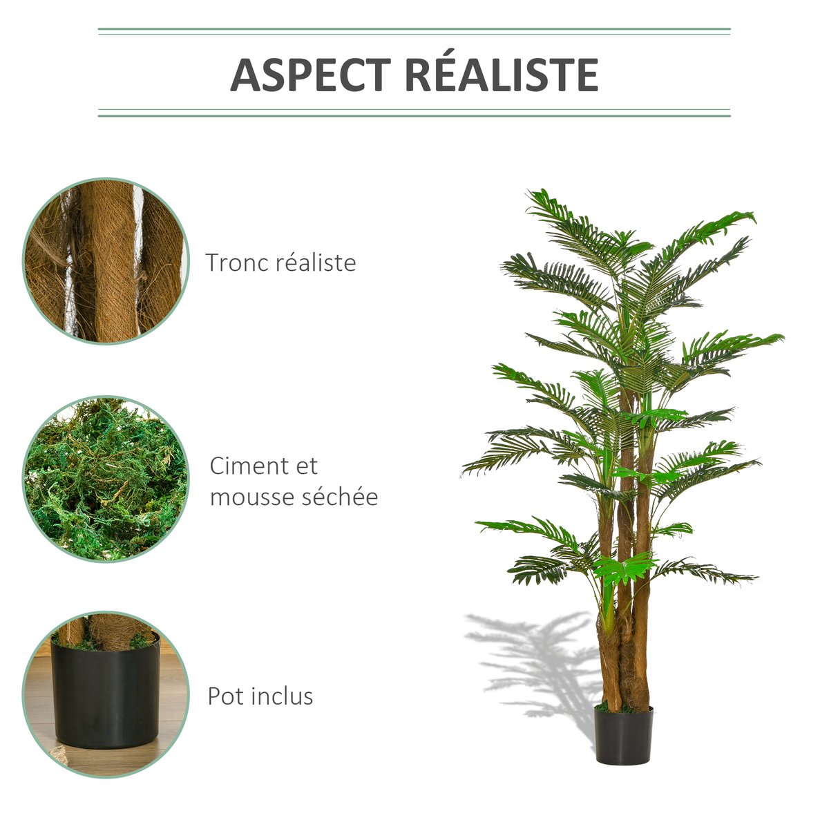 Palmier artificiel PE Vert vert, HOMCOM