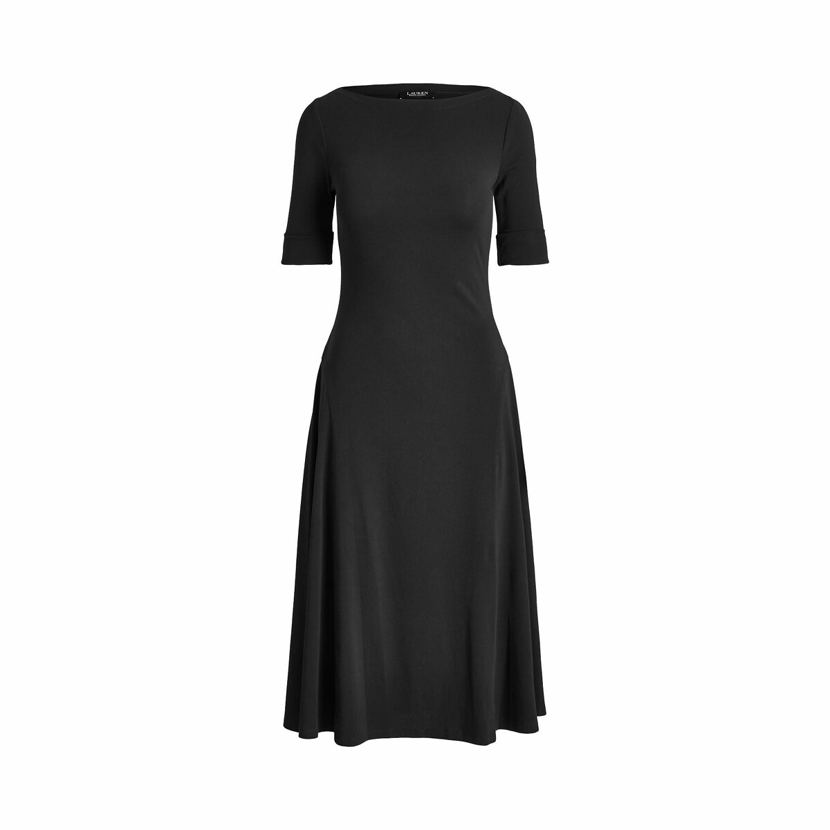 Robe mi-longue à col bateau, manches aux coudes noir, LAUREN RALPH LAUREN
