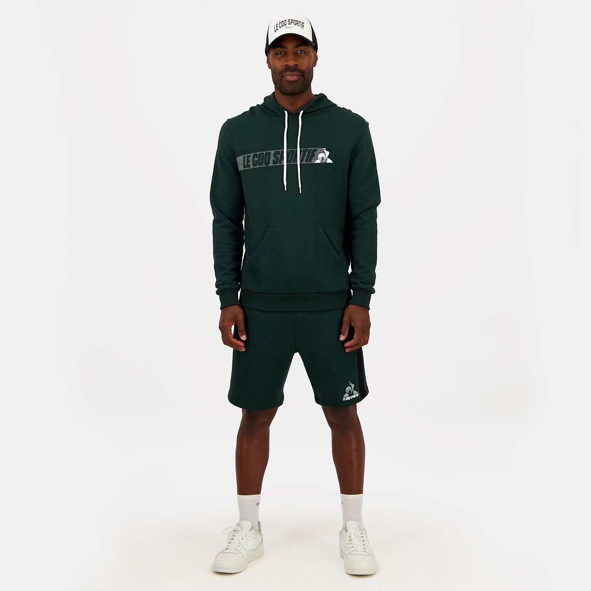 Sweat com capuz com logótipo gráfico verde, LE COQ SPORTIF
